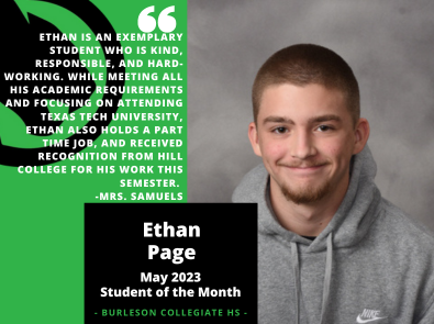 Ethan Page Student of the Month